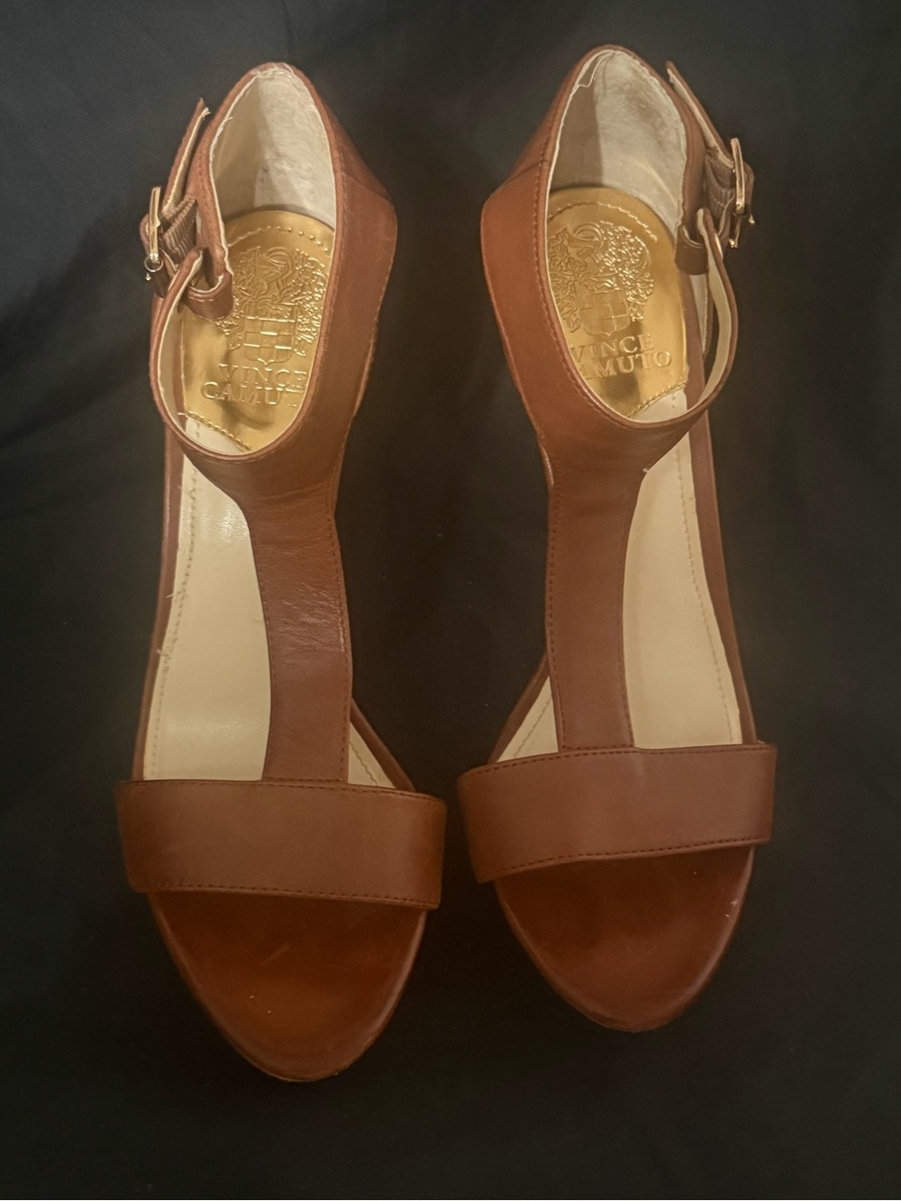 Vince Camuto Brown Leather Heels Size 8 EUC